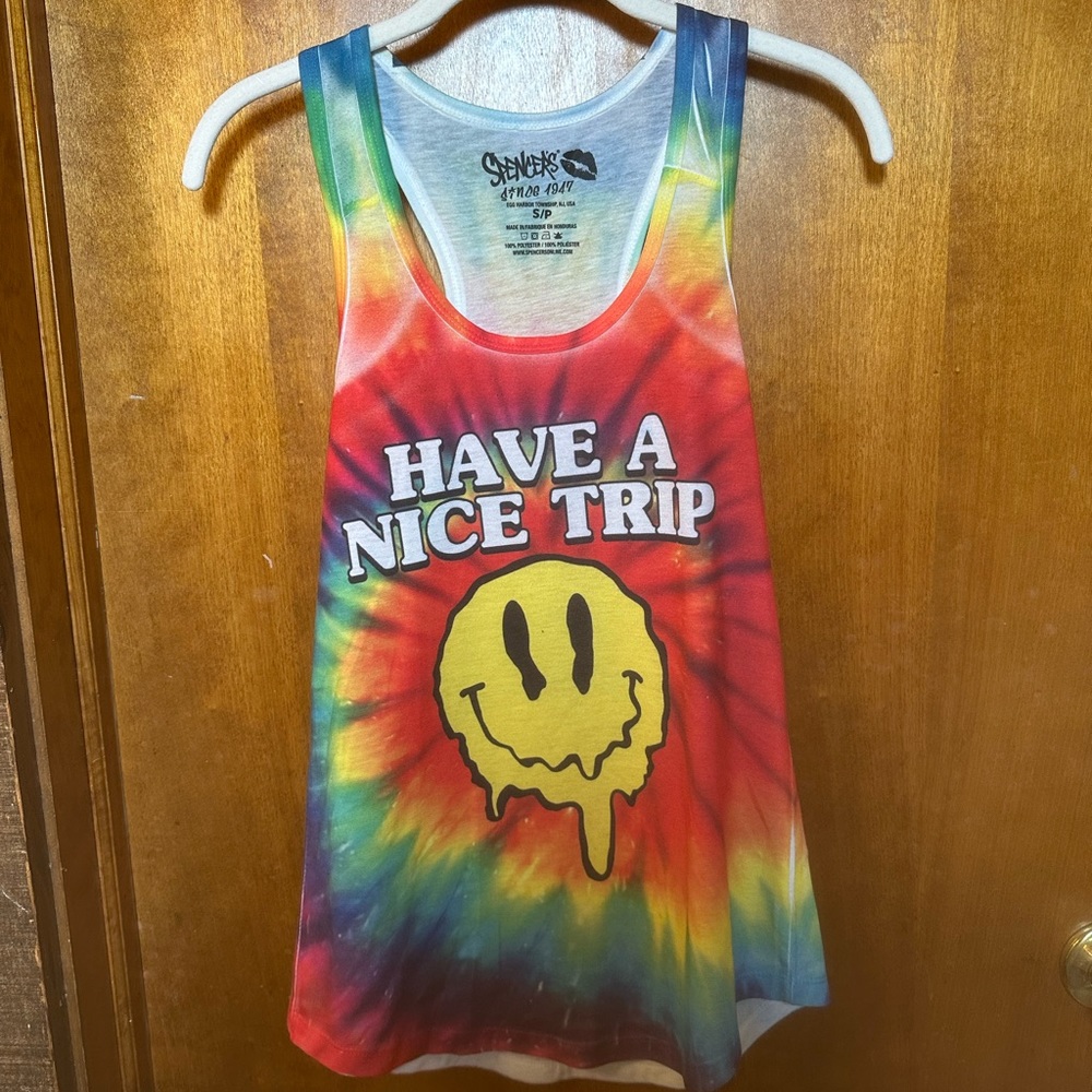 Rainbow Tie-Dye “Have A Nice Trip” Tank